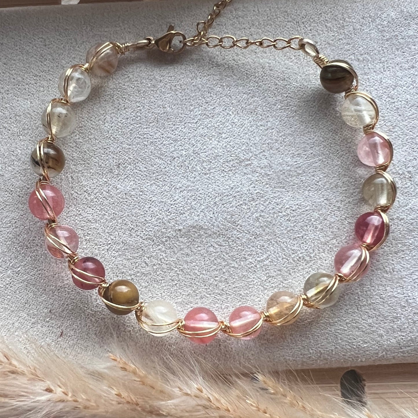 Vattenmelonkvarts - stelt armband