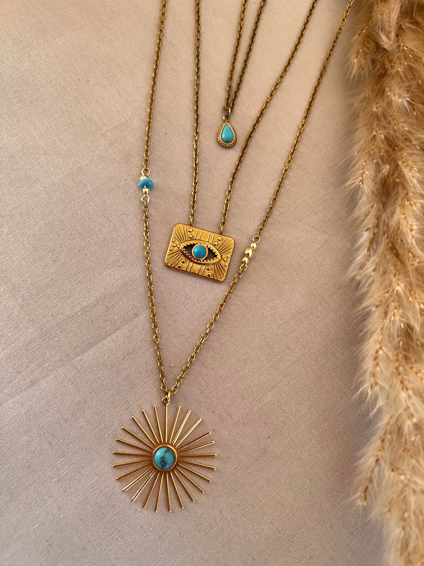 Turkos sol - halsband