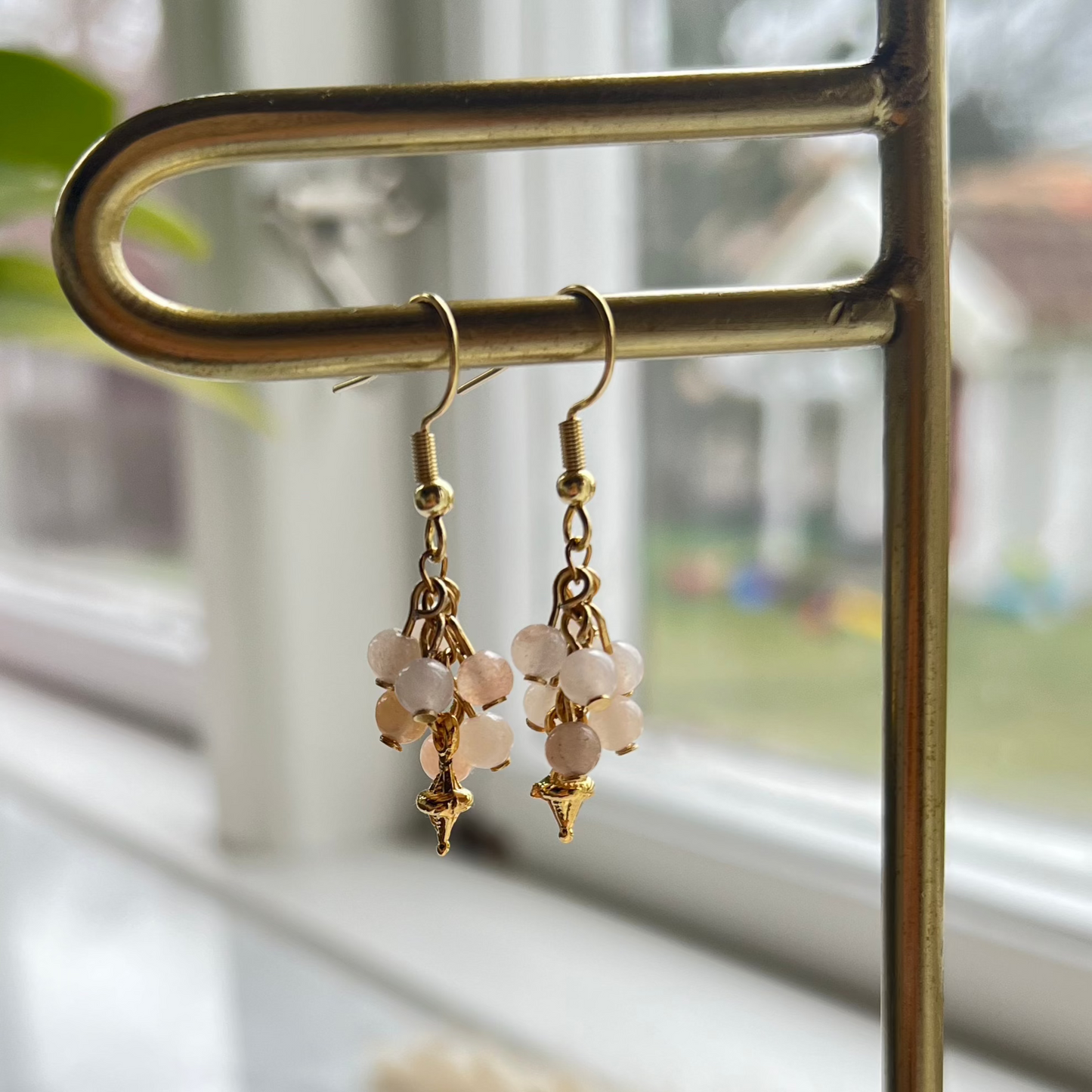 Rosa kristalldroppar - Örhängen